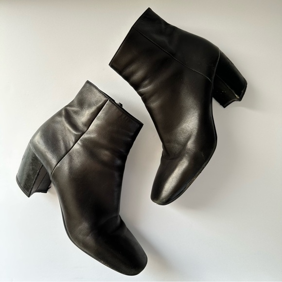 Prada Black Leather Ankle Square Toe Boots - Picture 3 of 6